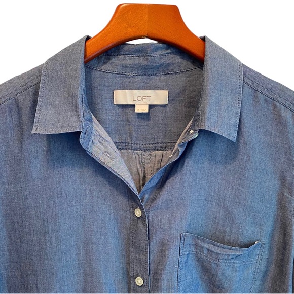 LOFT Chambray Button Front Shirt - Picture 4 of 7